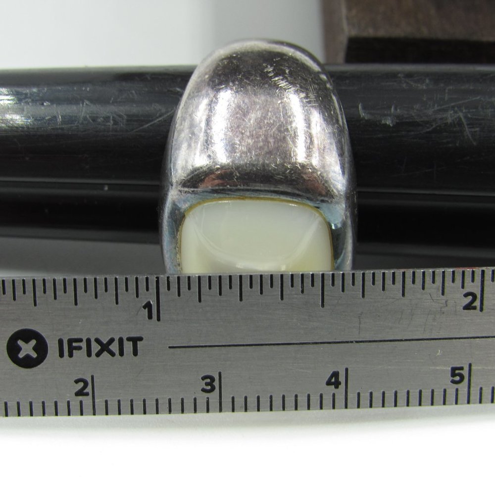 Size 5.75 Sterling Silver Rustic Shell Inlay Band - image 7